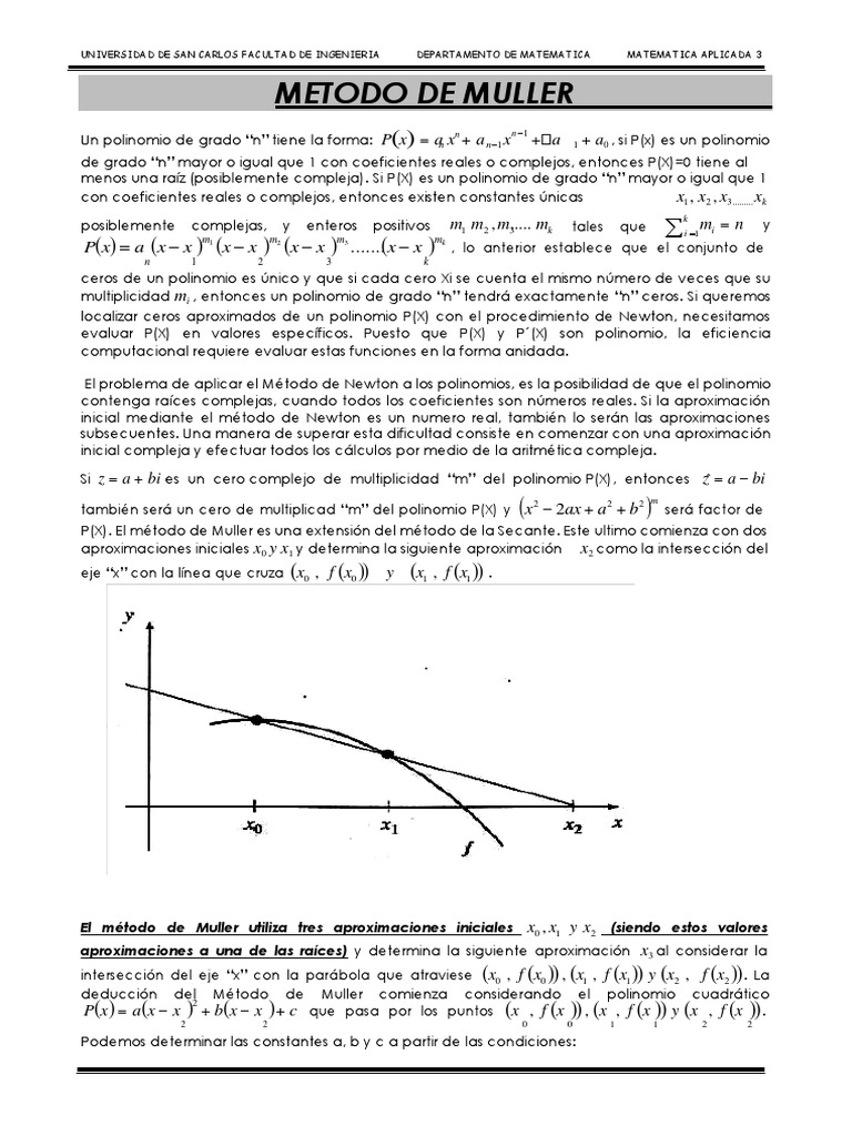 Método de Müller en Polinomios | PDF | Número complejo | Polinomio