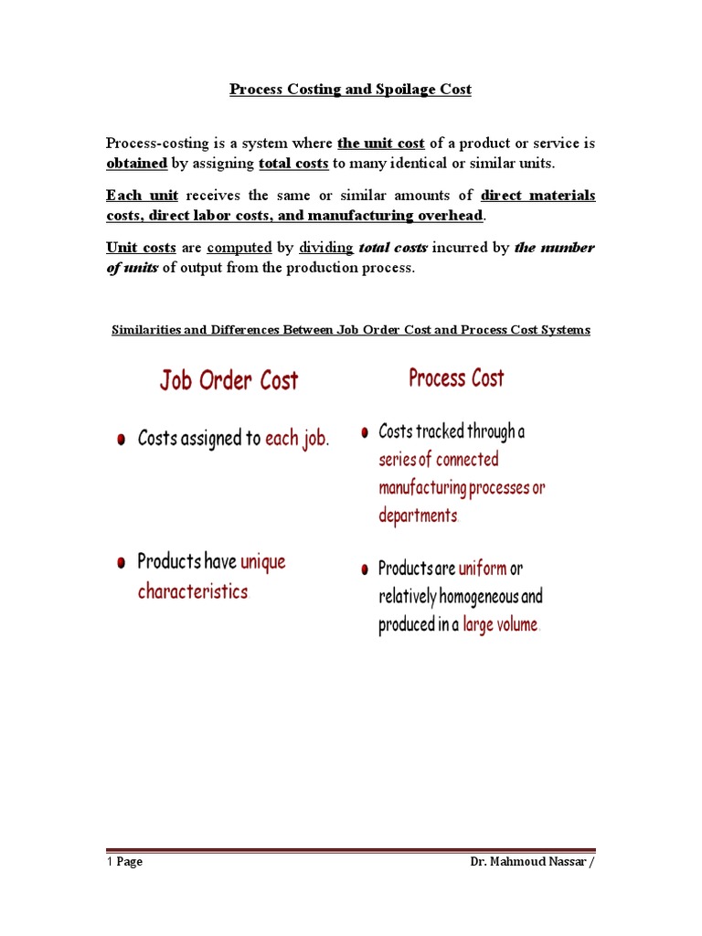 Process Costing and Spoilage Analysis | PDF | Cost Of Goods Sold ...