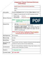 Job Details - Management Trainee Technical Services (Laboratory)