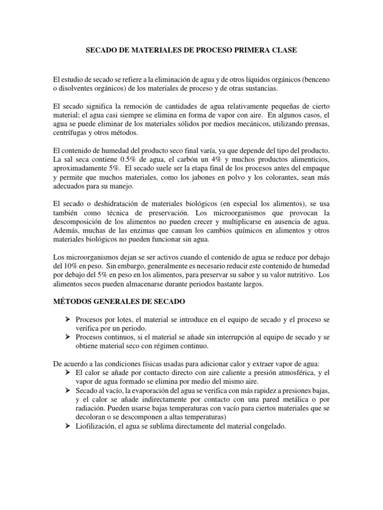 Proceso de Secado de Alimentos PDF | PDF | Humedad | Humedad relativa