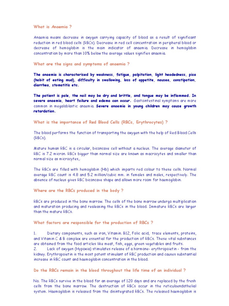 Understanding Anaemia: Causes & Symptoms | PDF | Anemia | Red Blood Cell