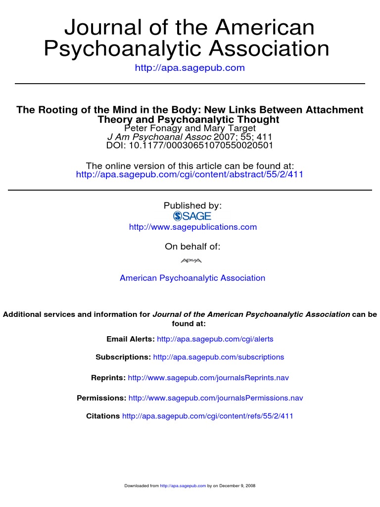 Fonagy & Target-2008-The Rooting of The Mind in The Body | PDF ...