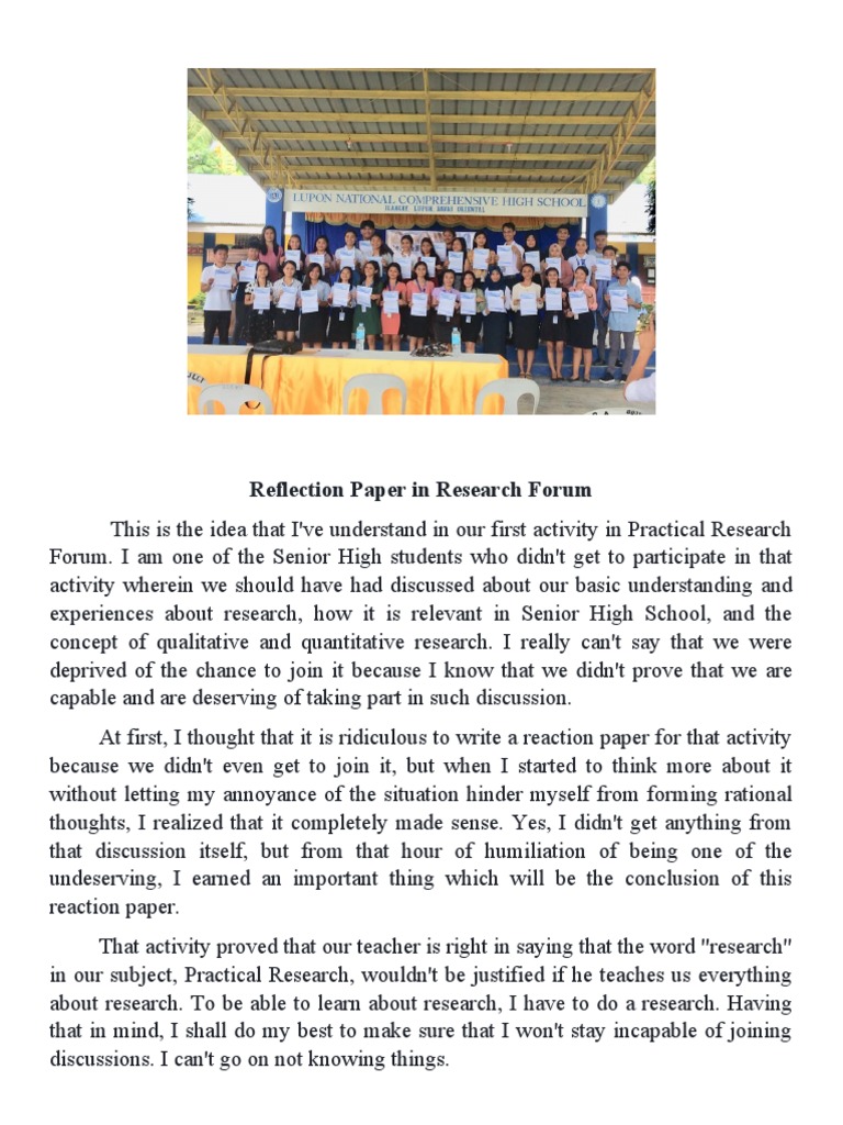 Reflection Paper in Research Forum | PDF