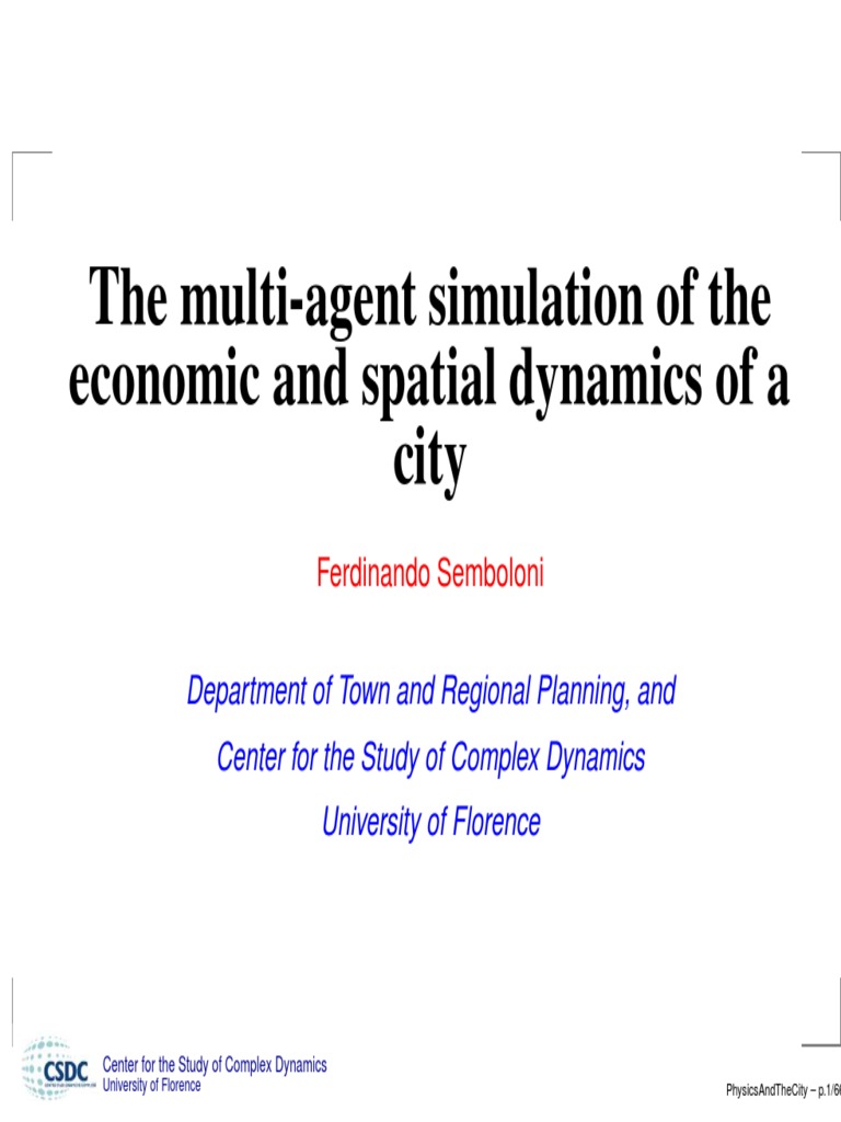 Multi-Agent Urban Dynamics Simulation | PDF | Market (Economics ...