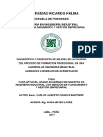 Diagnostico y Propuesta de Mejora de La Calidad Del Proceso Formac Profesional en Ing Industrial en Acreditacion CAOQUELIZM