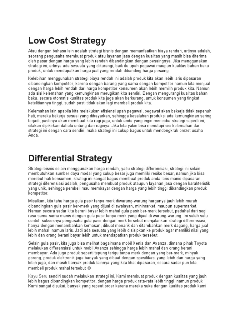 Low Cost Strategy MS | PDF | Karier & Perkembangan | Bisnis