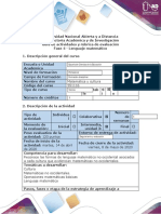 Guía de Actividades y Rúbrica de Evaluación - Fase 4 - Lenguaje Matemático