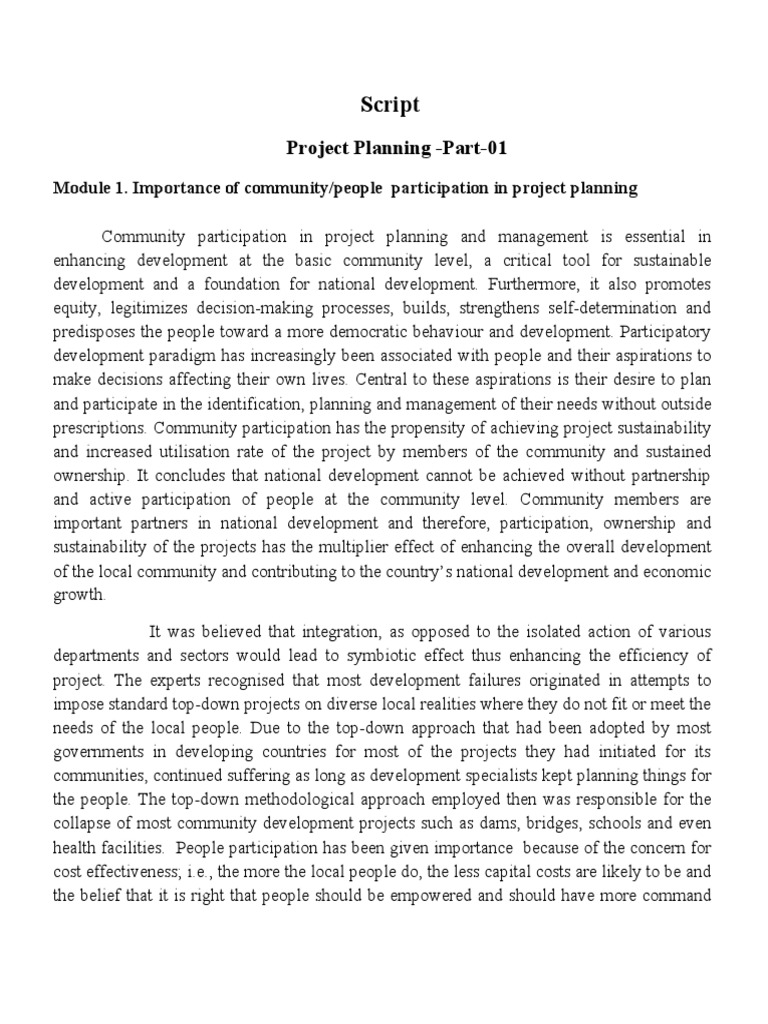 Community Participation in Project Planning | PDF | Community | Empowerment