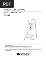 Tomey TL-100 Auto Lensmeter - User Manual