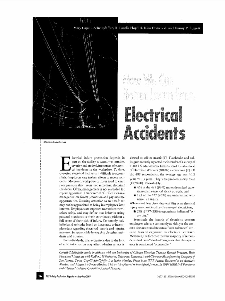 How We Can Better Learn From Electrical Accidents PDF Electrician