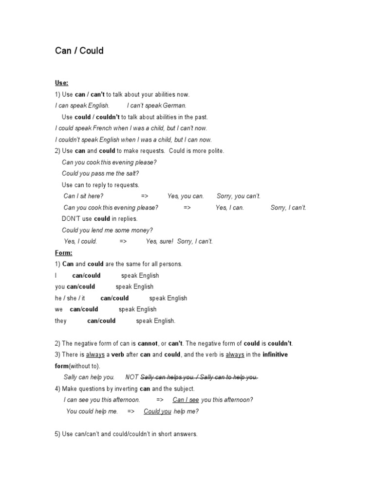 Can, Could PDF