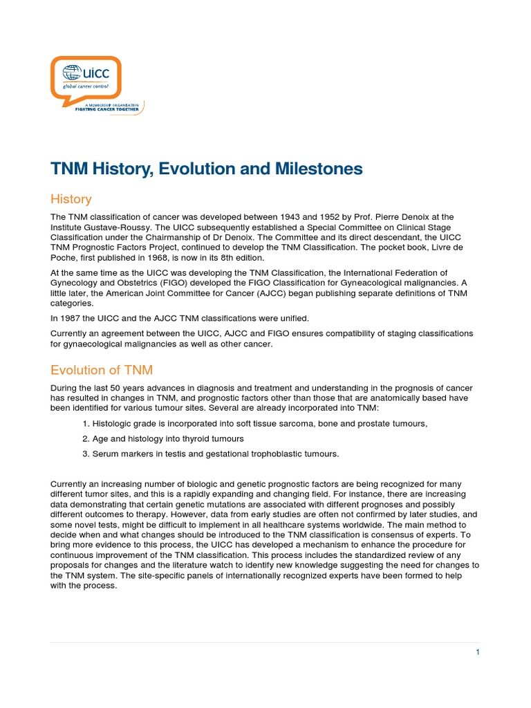 TNM Classification: History and Milestones | PDF | Neoplasms | Cancer