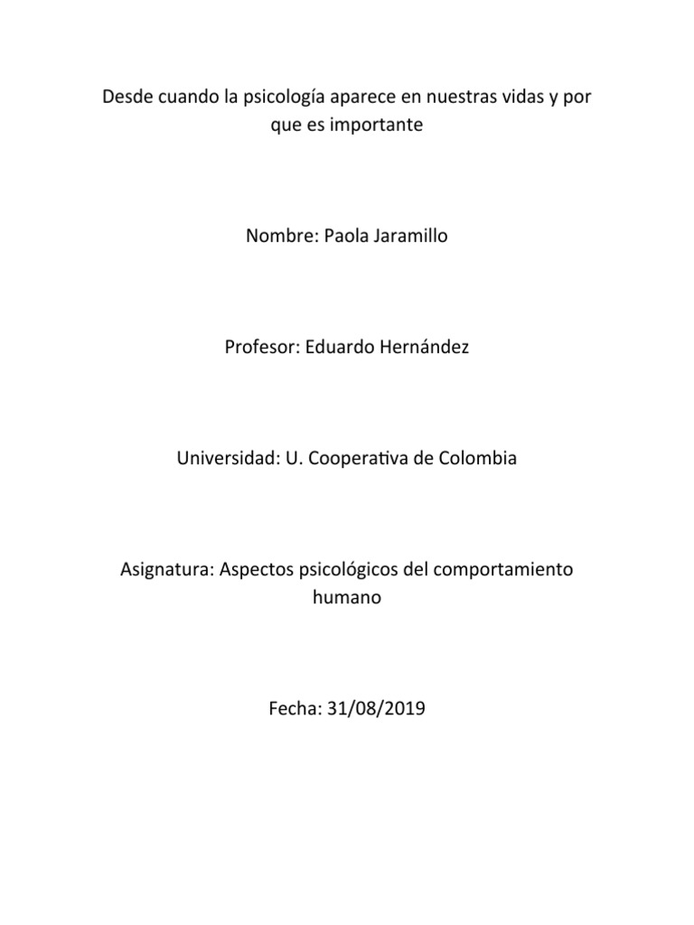 Influencia de la Psicología en la Vida Diaria | PDF | Comportamiento ...