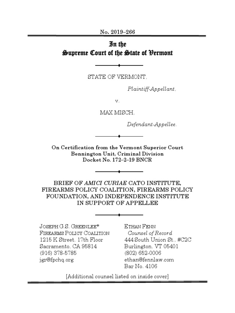 Vermont Supreme Court Brief on Magazine Ban | PDF | Magazine (Firearms ...