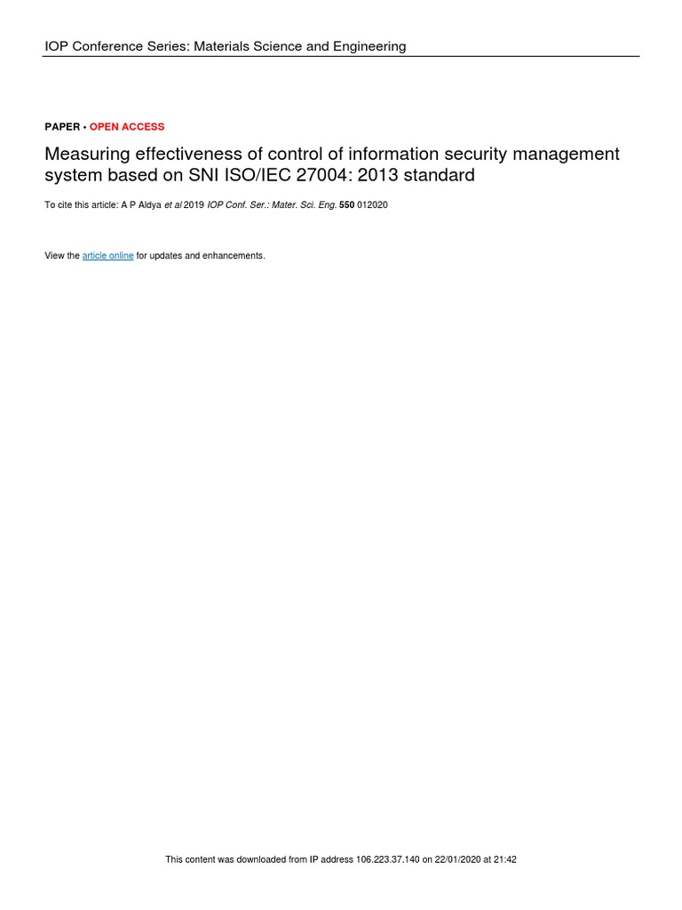 Measuring Effectiveness of Control of Information Security Management ...