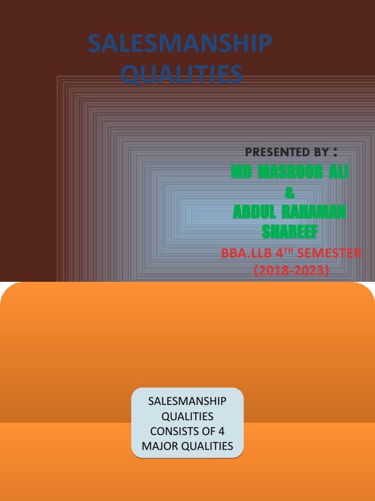 Key Qualities of Effective Salesmanship | PDF | Career & Growth | Self ...