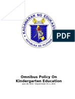 Omnibus Policy On Kindergarten Education: June 28, 2016 - Deped Order 47, S. 2016