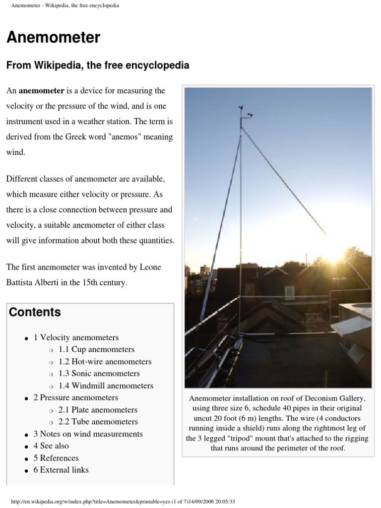 Anemometer - Wikipedia, The Free Encyclopedia | PDF | Meteorology ...