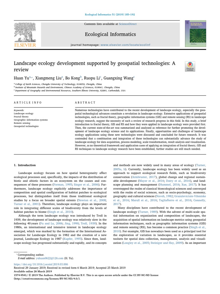 Ecological Informatics: A A B C C | PDF | Geographic Information System ...