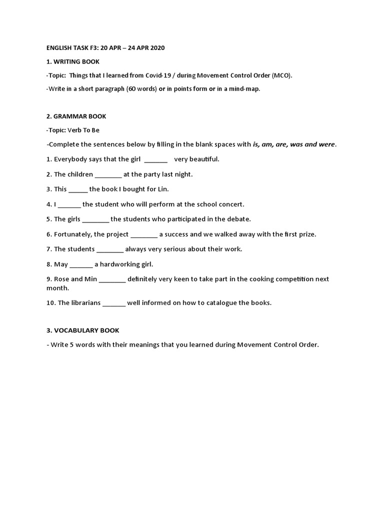 English Task F3 20 Apr Til 24 Apr | PDF