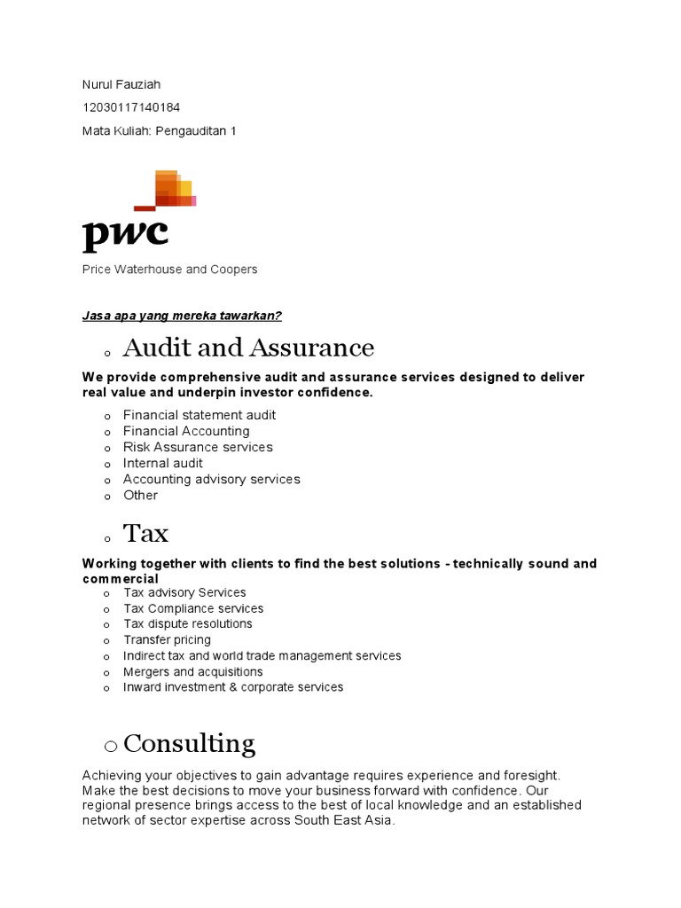 PwC Audit and Assurance Services | PDF | Pricewaterhouse Coopers ...