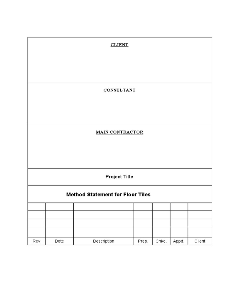 9 Method Statement For Floor Tiles Pdf Quality Assurance Personal