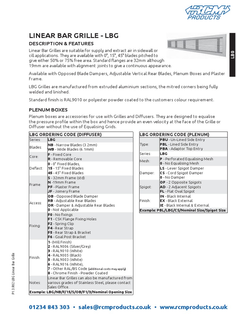 LBG Linear Bar Grille Overview | PDF | Manufactured Goods | Mechanical ...