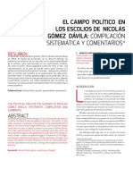 El Campo Político en Los Escolios de Nicolás Gómez Dávila: Compilación