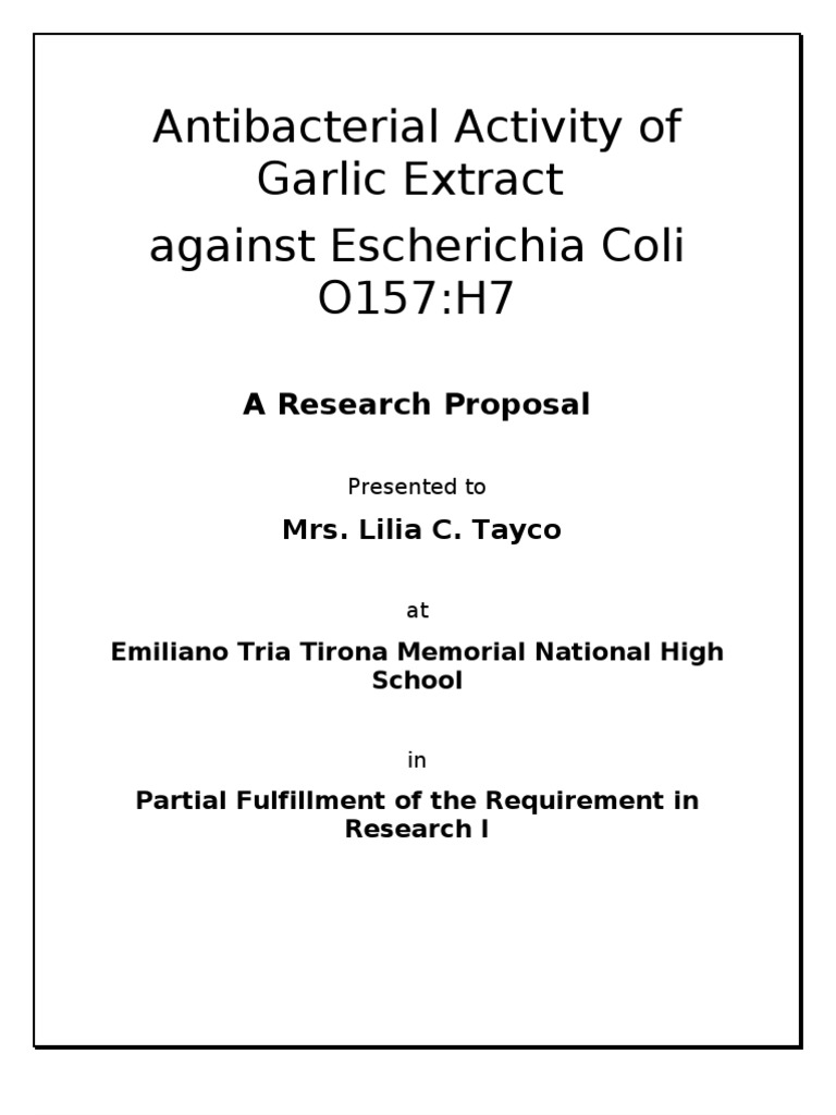 Antibacterial Activity of Garlic Extract Against E. Coli Agar Garlic