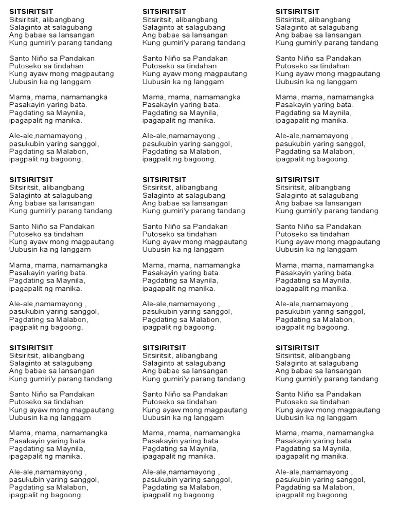 Mga Awiting Bayan Lyrics | PDF