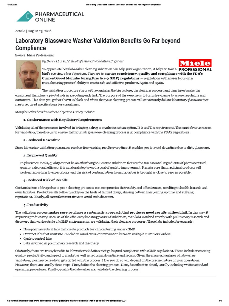 Laboratory Glassware Washer Validation Benefits Go Far Beyond