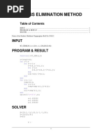 Gauss Elimination Method: Input Program & Result