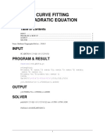 Curve Fitting Quadratic Equation: Input Program & Result