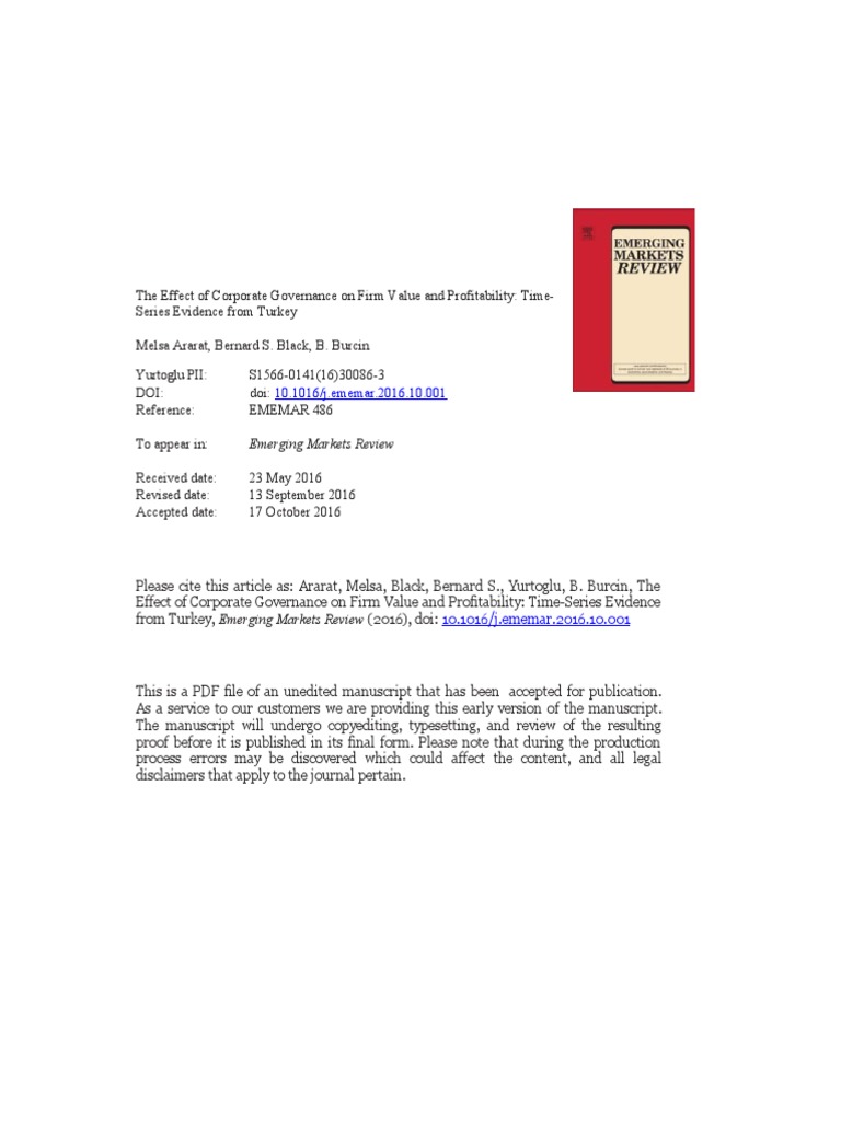 The Effecnt of Corporate Governance On Firm Value and Profitability ...
