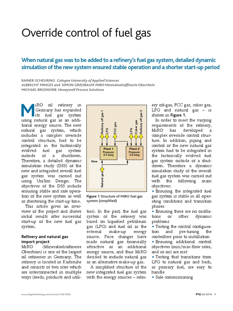 Override Control of Fuel Gas PDF PDF Oil Refinery Gases