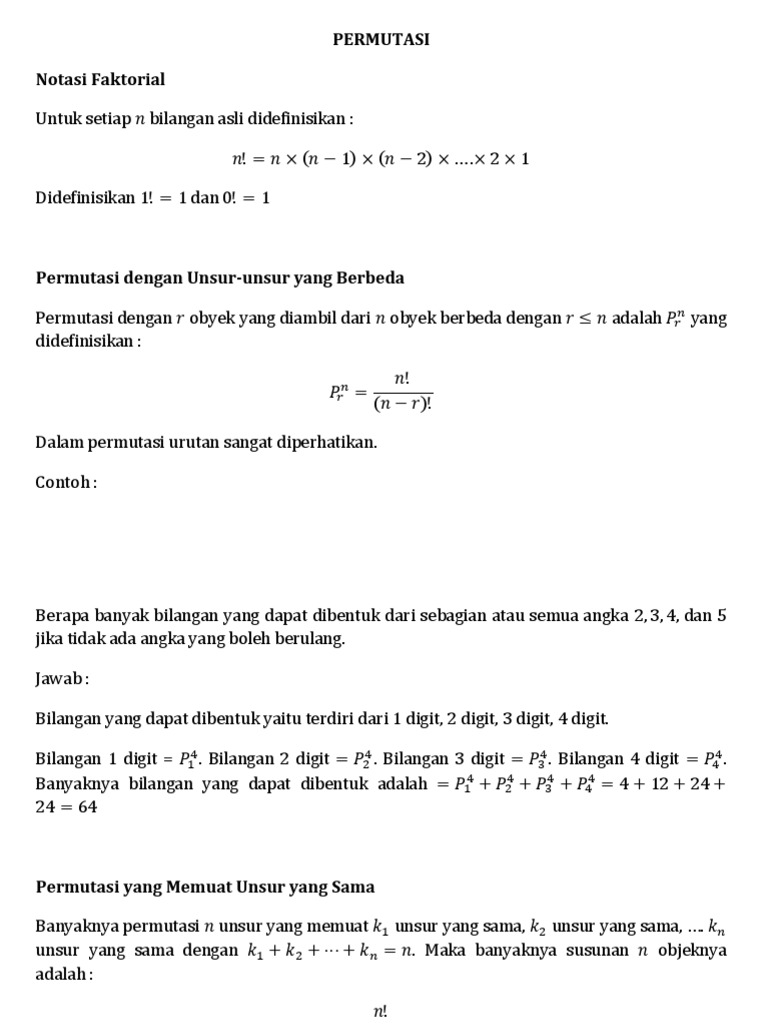 Permutasi dan Kombinasi Angka dan Huruf | PDF