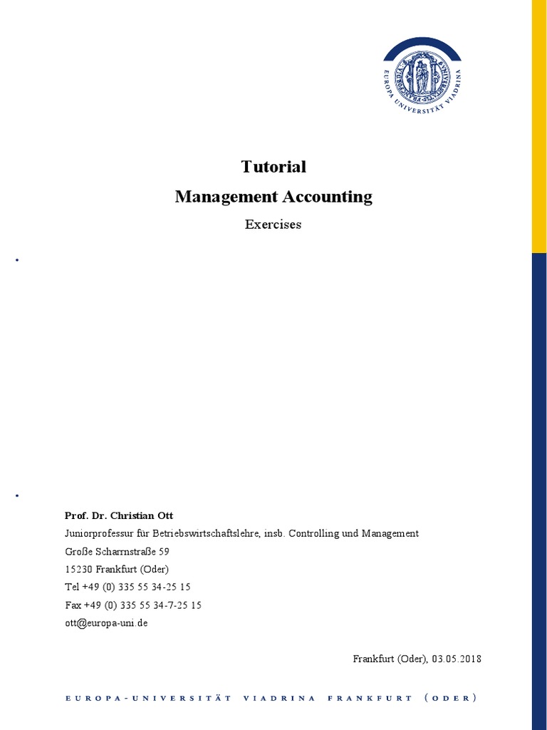 Tutorial Management Accounting: Exercises | PDF | Cost Of Goods Sold ...