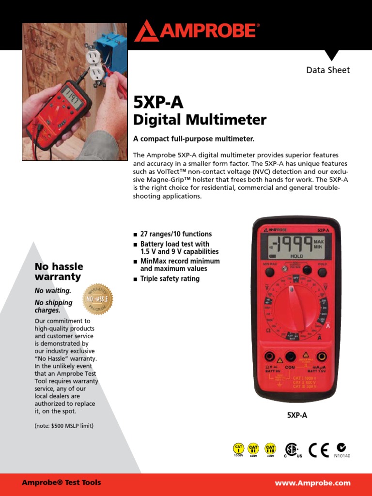 Amprobe 5XPA Digital Multimeter 595548 PDF PDF Power Supply