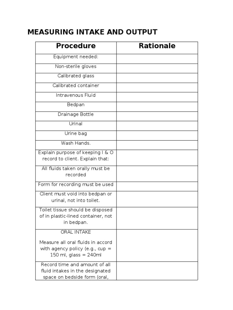 Intake and Output Measurement Guide | PDF