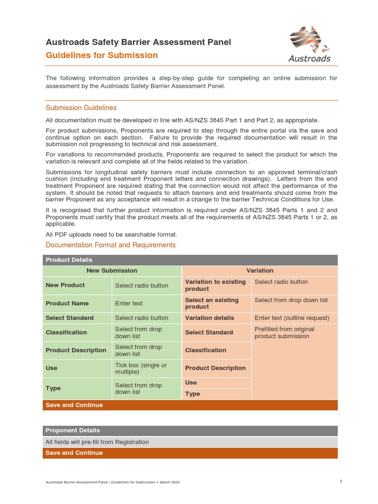 Austroads Barrier Submission Guidelines | PDF | Computing And ...