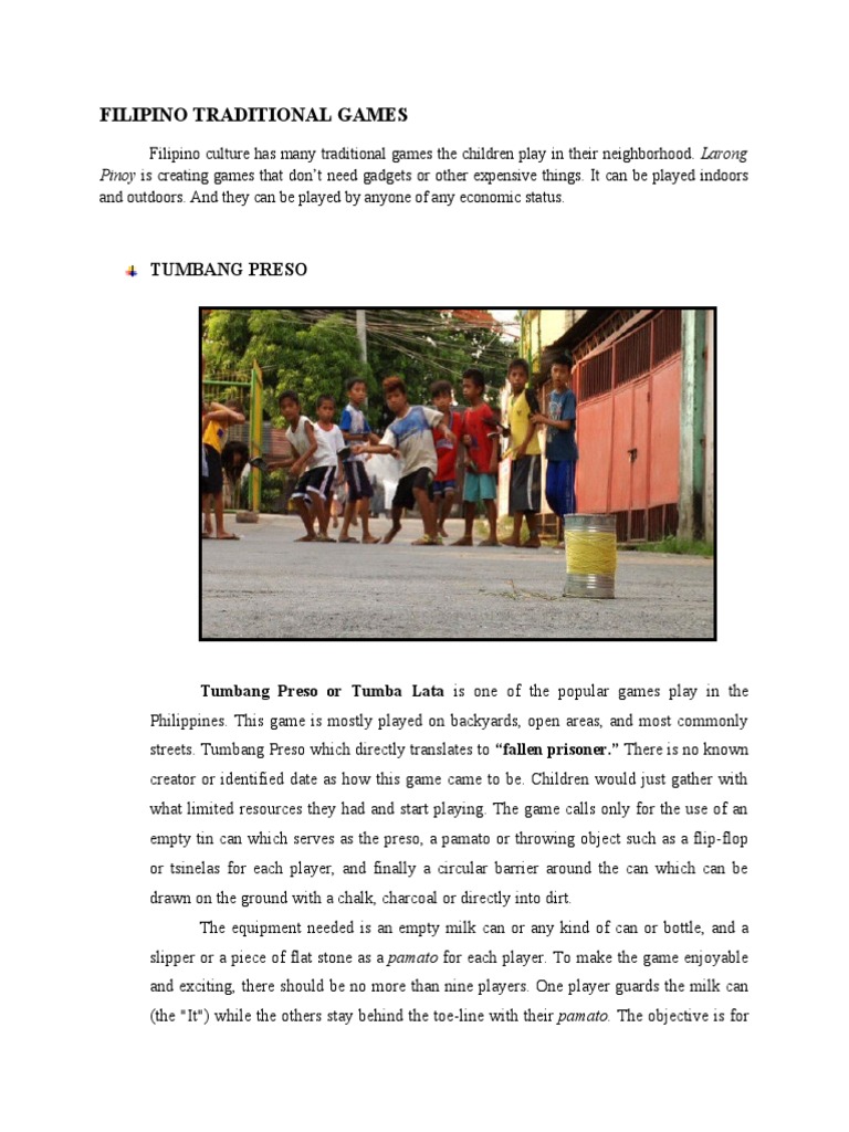 Filipino Traditional Games | PDF | Leisure, image size:768x1024
