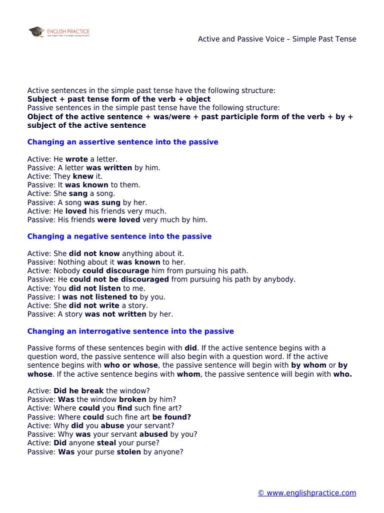 Active and Passive Voice Dan Simple Past Tense | PDF | Language Arts ...