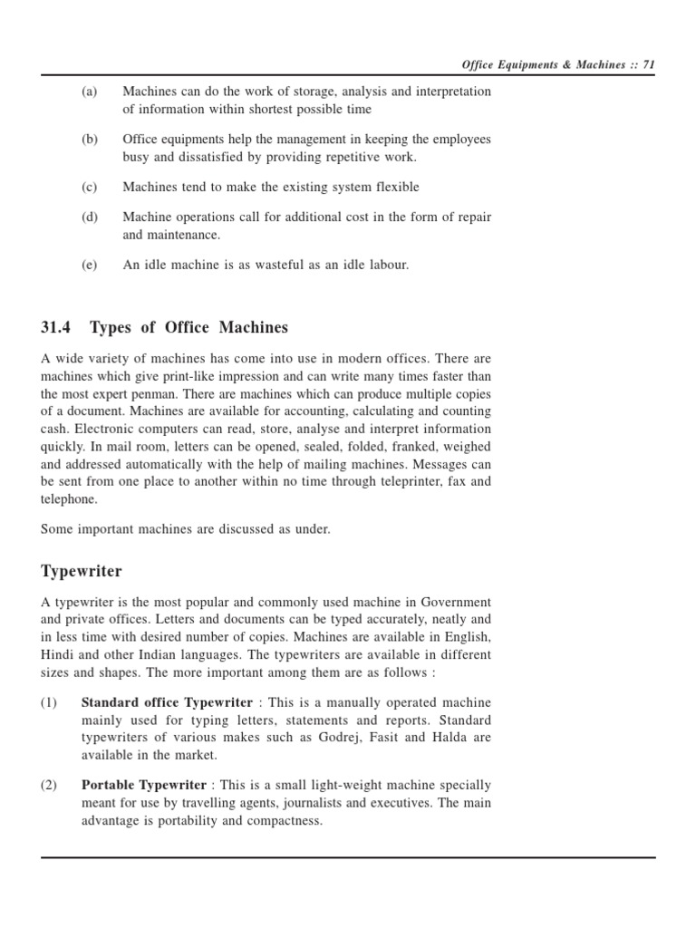 Types of Office Machines and Equipments PDF Typewriter Office
