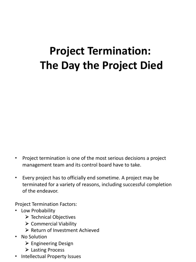 Types and Strategies of Project Termination | PDF | Project Management ...