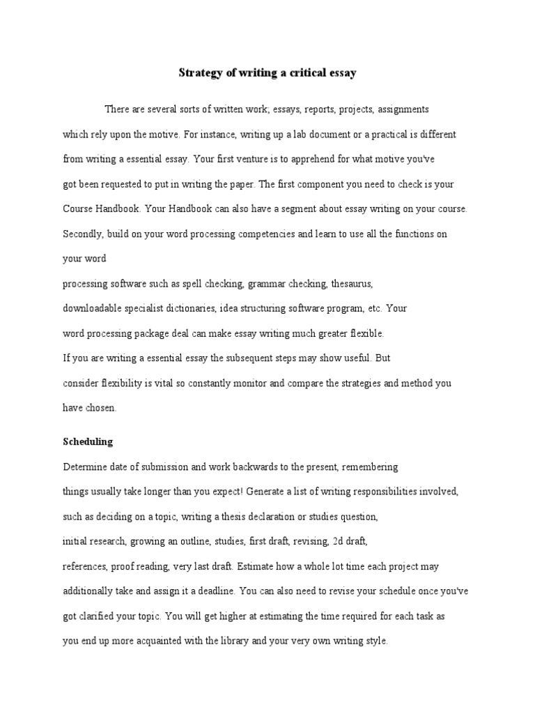 Critical Essay Writing Strategy Guide | PDF | Essays | Thesis