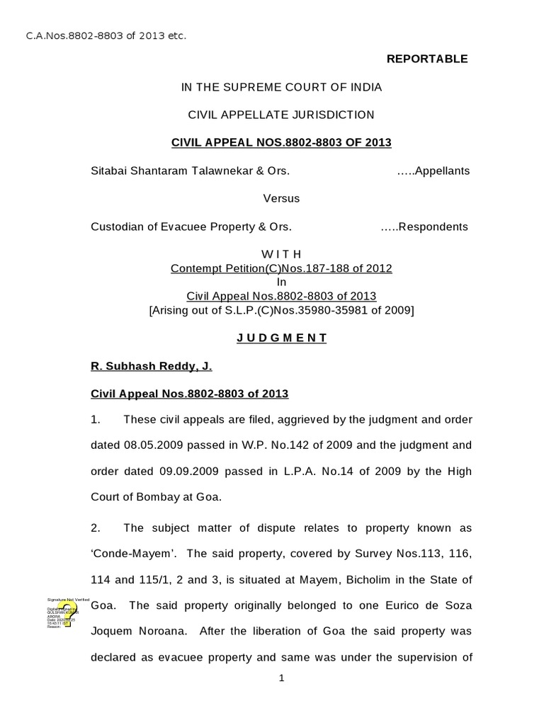 Supreme Court Ruling on Evacuee Property | PDF | Leasehold Estate | Lawsuit