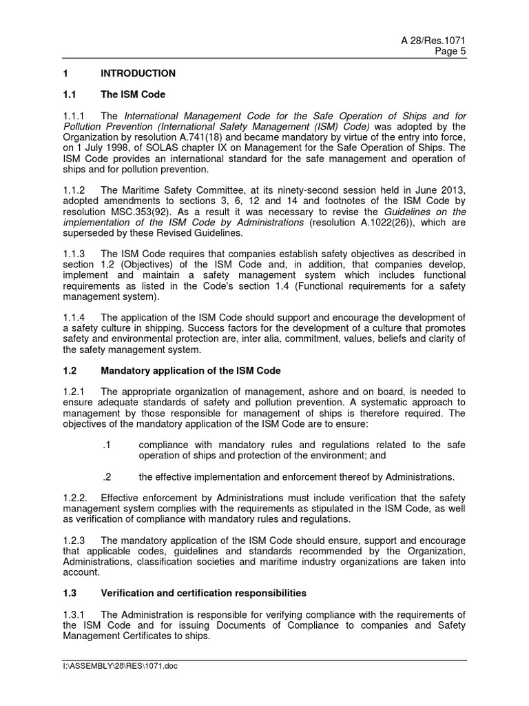 Ism Code Resolution A 1071 | PDF | Verification And Validation | Safety