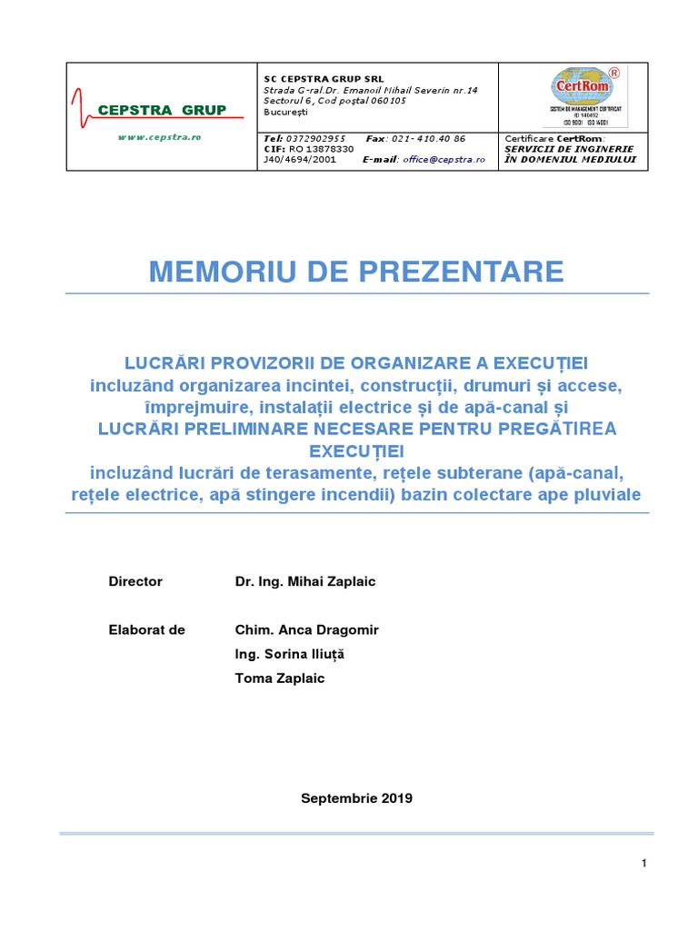 Memoriu L292 Altex DTOE 1 | PDF