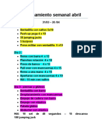 Entrenamiento Semanal Abril