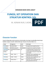Fungsi, Set Operation Dan Struktur Kontrol SQL: M. Adnan Nur, S.Kom., MT